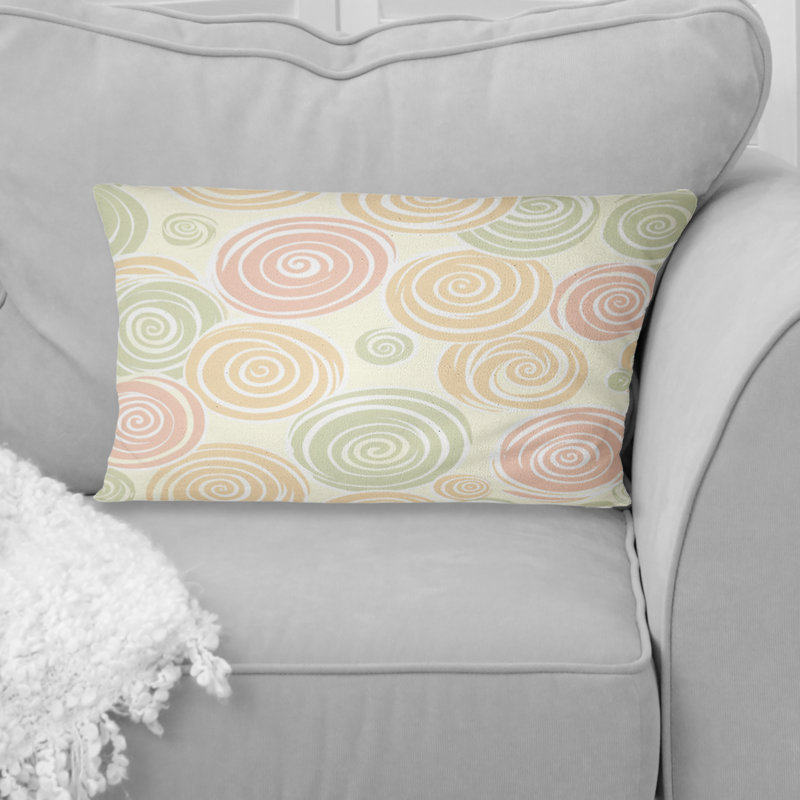 Coussin lombaire bohème jaune et rose Boho Spirals II