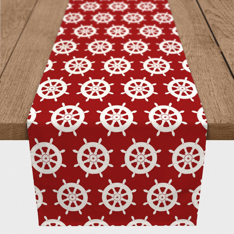 Chemin de table lapin Savarese, Rouge, 72 po x 16 po, Abstraction 1