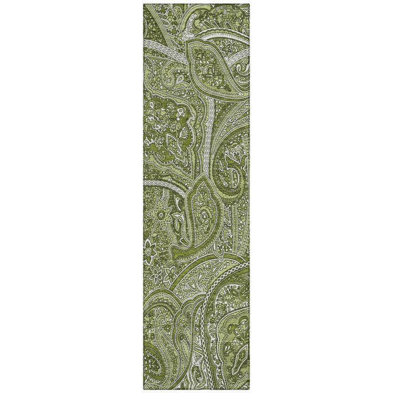 Washable Paisley Indoor / Outdoor Rug, Runner 2'3" x 7'6"