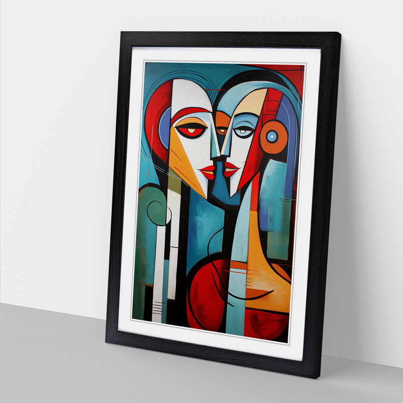 XYZ-FRM-V1223-4377 Lovers Constructivism No.2 - Single Picture Frame Print on Wood, 46cm H x 34cm W x 2cm D, Black