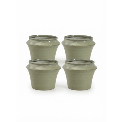  Sage Green Glazed Ceramic Planter, Pot for Indoor Plants, Succulents, Herbs & Orchids, Round Flower Pot for Home, Office & Tabletop Décor, 7.25" Diameter & 6" Tall