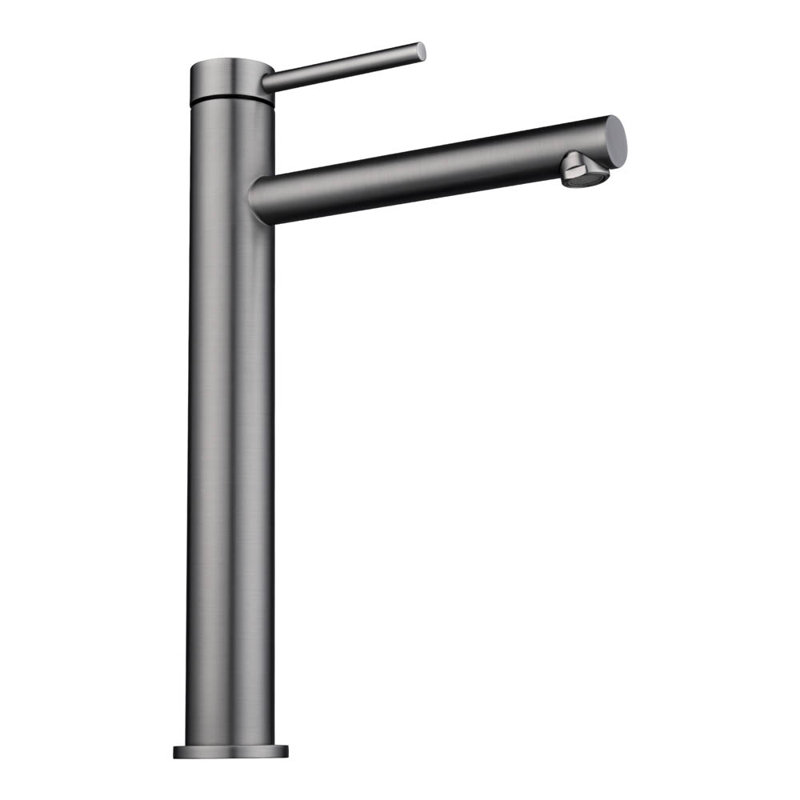 Aquaterior Bathroom Vessel Sink Faucet 8" Tall 1 Handle/Hole Cold&Hot Water Mixer Faucet (CUPC), Gun Gray