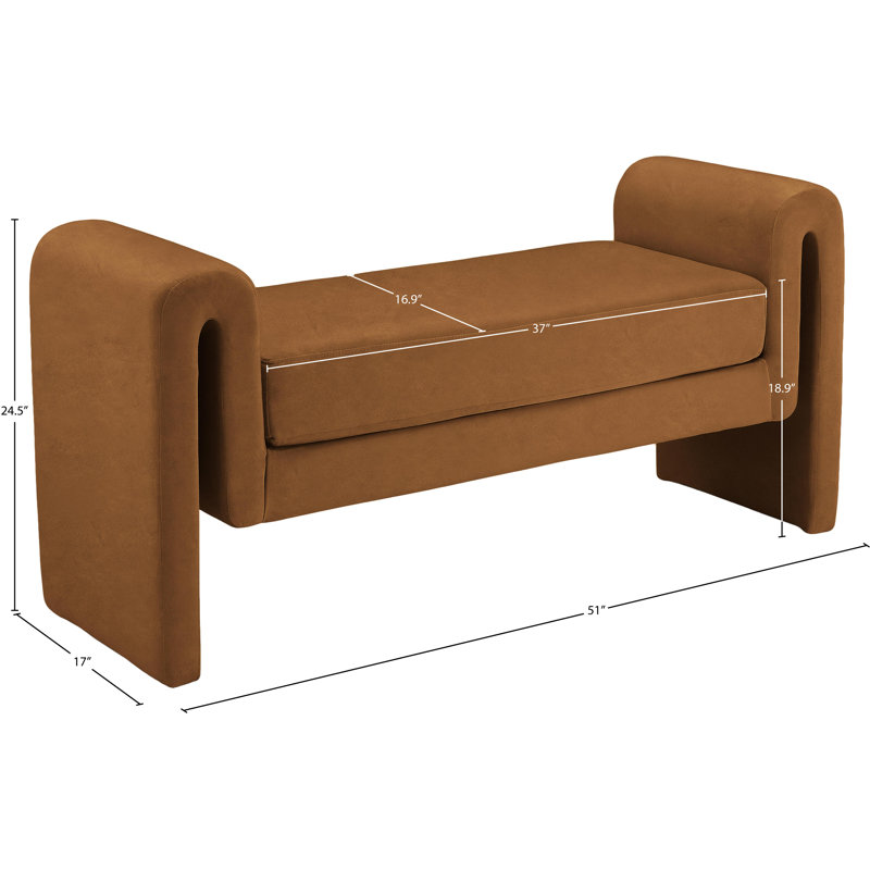 Banc rembourré Sloan, Velours selle
