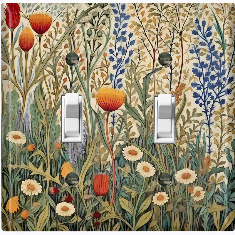 Plaque d'interrupteur en métal ; interrupteur à bascule double, taille standard américaine ; motif rustique de campagne