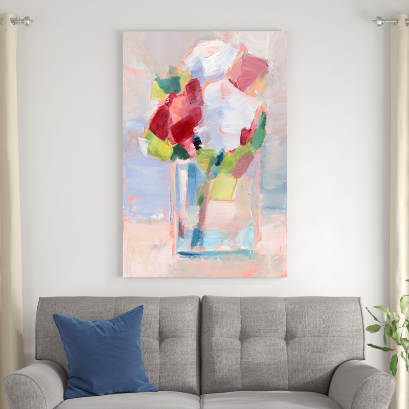 Fleurs abstraites dans un vase II, H 48 po x l 32 po x P 1,25 po