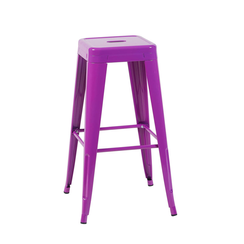 Tabourets de bar en métal peu encombrants avec assemblage sans outil, Mauve, 2