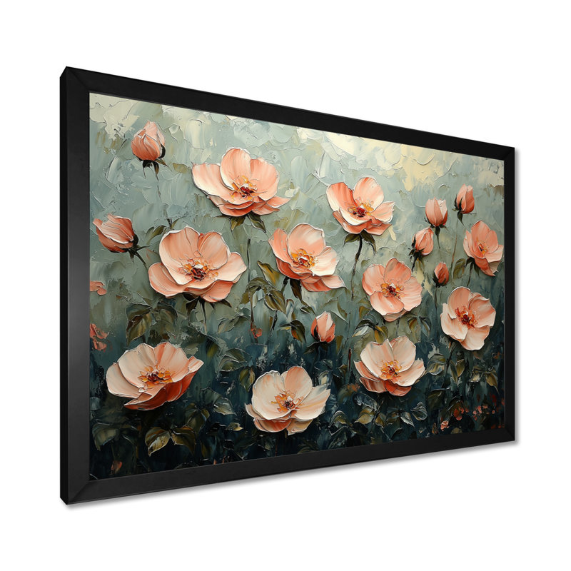 Fleurs roses, parfum de sérénité I - Roses, art mural pour le salon, Reproduction encadrée d'une seule photo sans pass, Noir