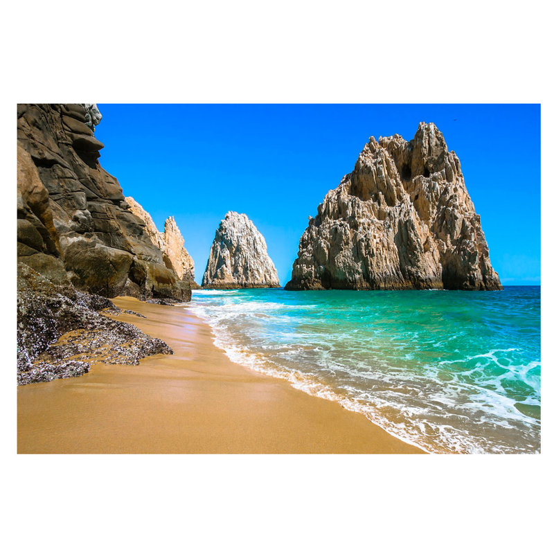 Impression sur toile, Cabo San Lucas Beach, H 32 po x l 47 po x P 1 po, Encadrement doré