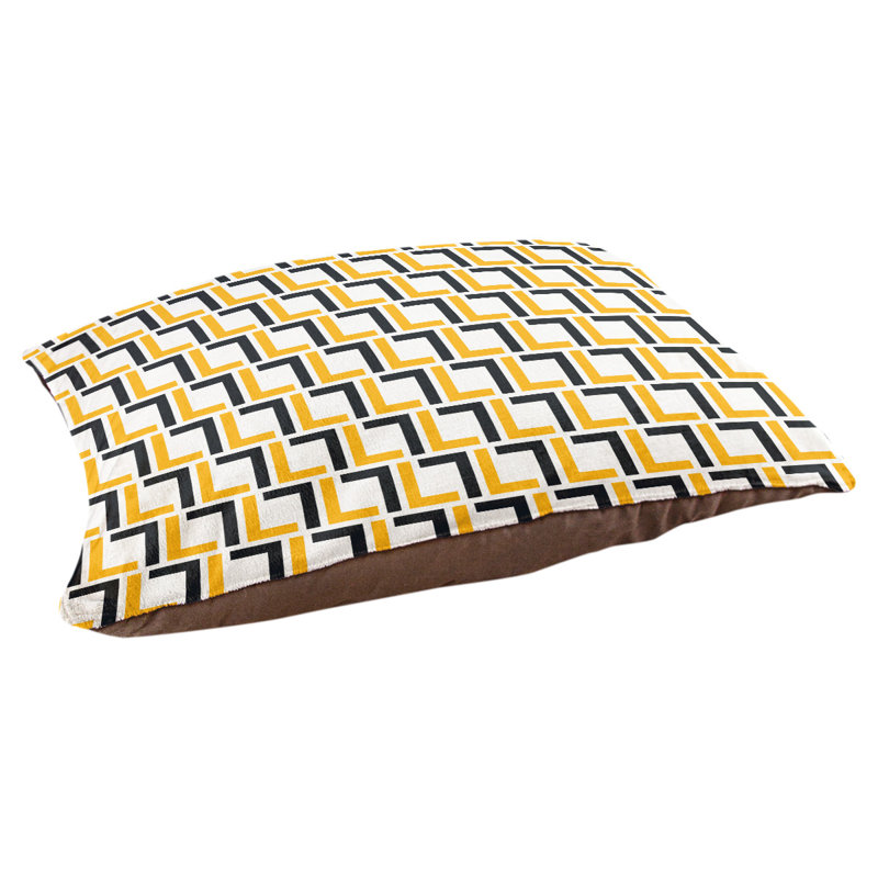 Coussin Foucault, Petit (l 28 po x P 18 po x H 4 po), Blanc / Doré / Noir