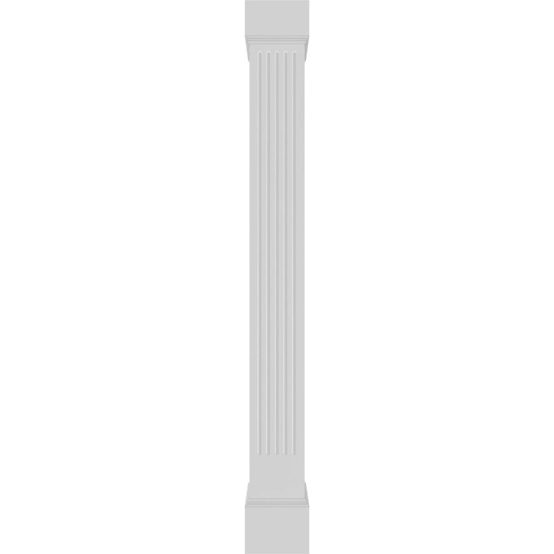 Colonne en PVC cannelée, carrée et couronnée Craftsman Classic, H 108 po x l 10 po x P 10 po, Mission et base