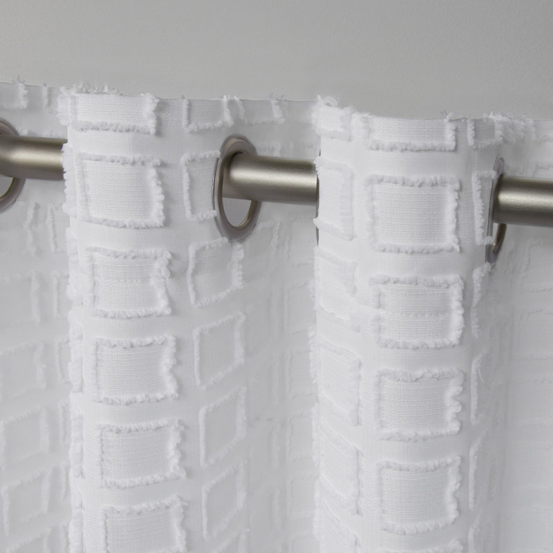 Hadsell Solid Room Light Filtering Single Curtain Panel Part, White, 54" W x 108" L