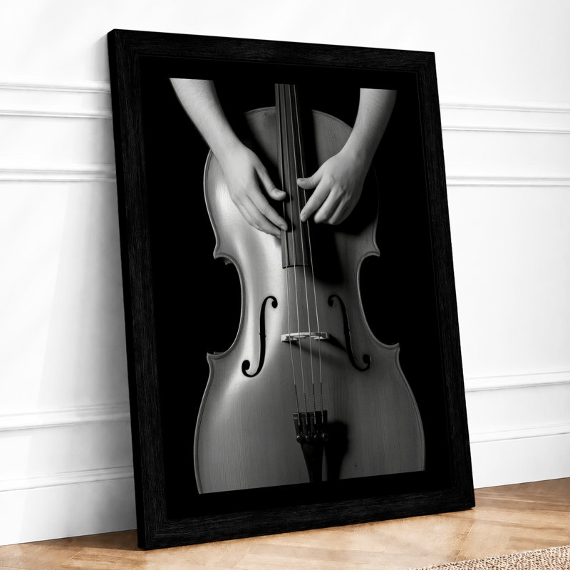 Hands And Cello Minimalist - Print, Black, A4 - 29.7 x 21.0 cm