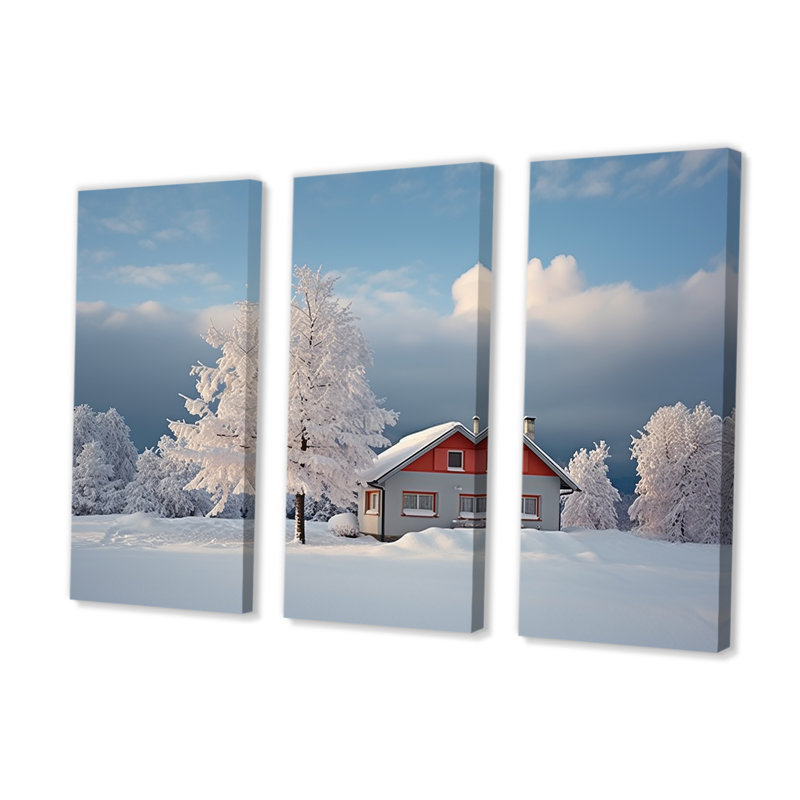 Ensemble de salon d'art enneigé Snowy Winter Lodges I, H 32 po x l 48 po x P 1 po