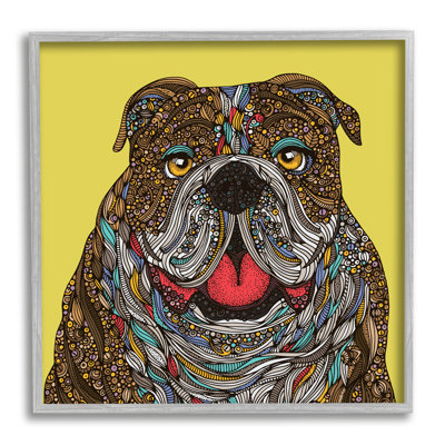" Smiling Bulldog Bold Creative Mandala Patterns Shapes " by Valentina Harper