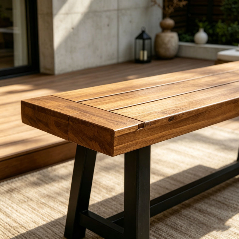 Banc d'extérieur en bois d'acacia, Noir - 2 pièces