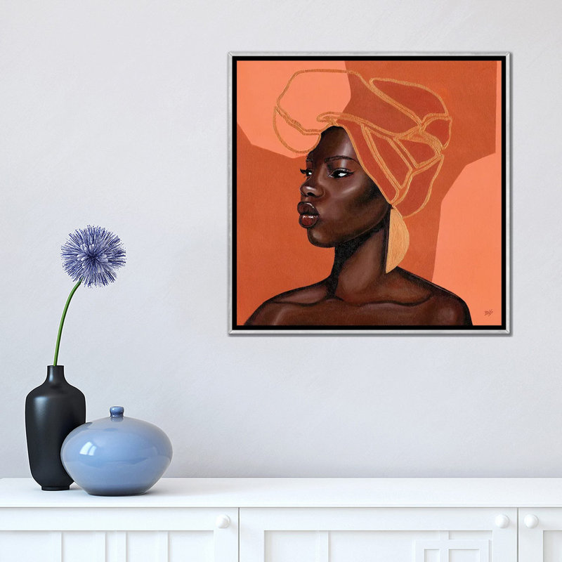 « Adah » par Bria Nicole-impression d’art graphique, Pas de tapis, H 18 po x l 18 po x 1,5 po, Toile avec cadre argenté