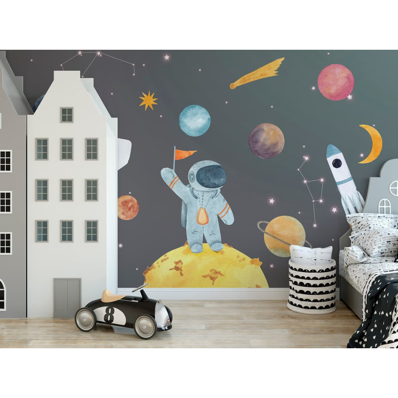 Papier peint amovible Space Spacecraft Astronaut Planets Orbit Stars, L 9 po x l 15 po