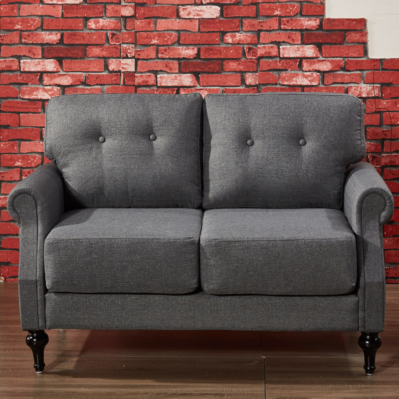 Juno Upholstered 51 " Linen Loveseat, Dark Gray