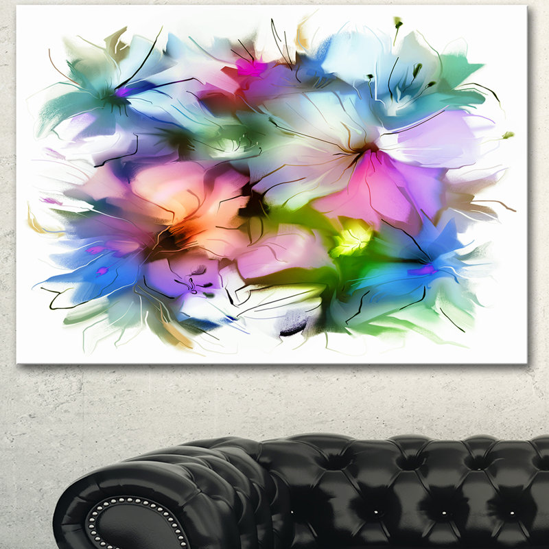 Watercolor Floral Bouquet - reproduction d'art, H 30 po x l 40 po x P 1,5 po, Toile tendue