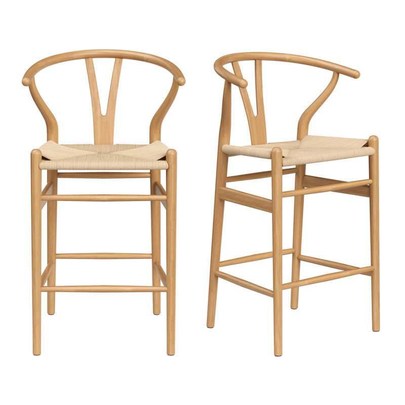 Tabouret de bar classique en bois de rotin à conception triangulaire pour cuisines et salles à manger