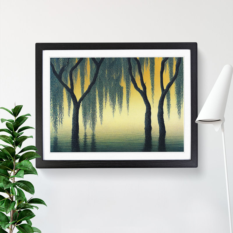 Harmonious Weeping Willow Trees - Single Picture Frame Print, Black, 46cm H x 64cm W