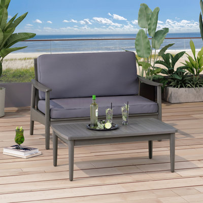 Patio Furniture Set Patio Loveseat And Coffee Table Set, With Cushion Acacia Wood Frame Conversation Set For Garden Backyard Porch And Poolside Minimalistic Style