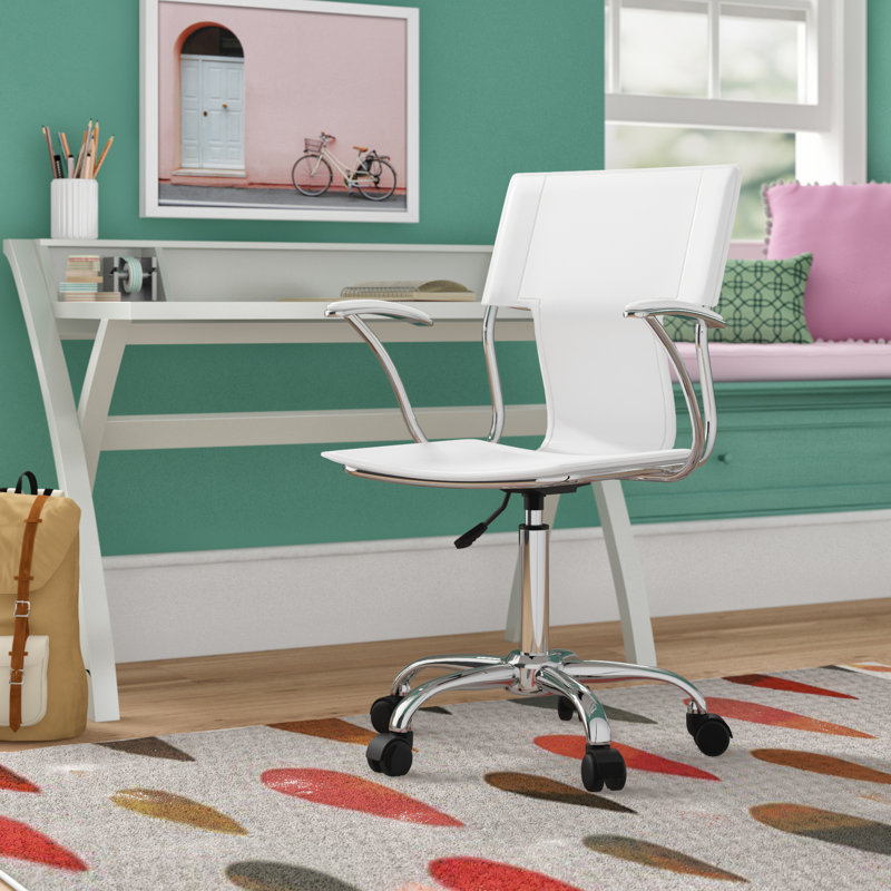 Fauteuil de bureau réglable plaqué en chrome Studio, Blanc