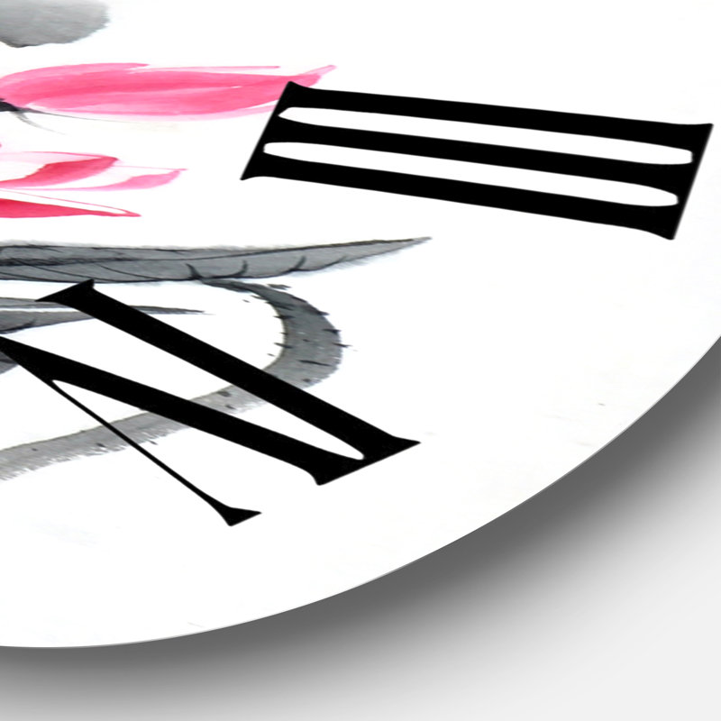 Fleur de lotus rose rétro - horloge murale traditionnelle, Surdimensionné