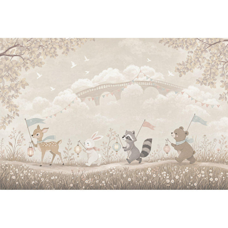 Papier peint animaux fantaisistes Woodland, 120 po x 96 po, Texturé non collé