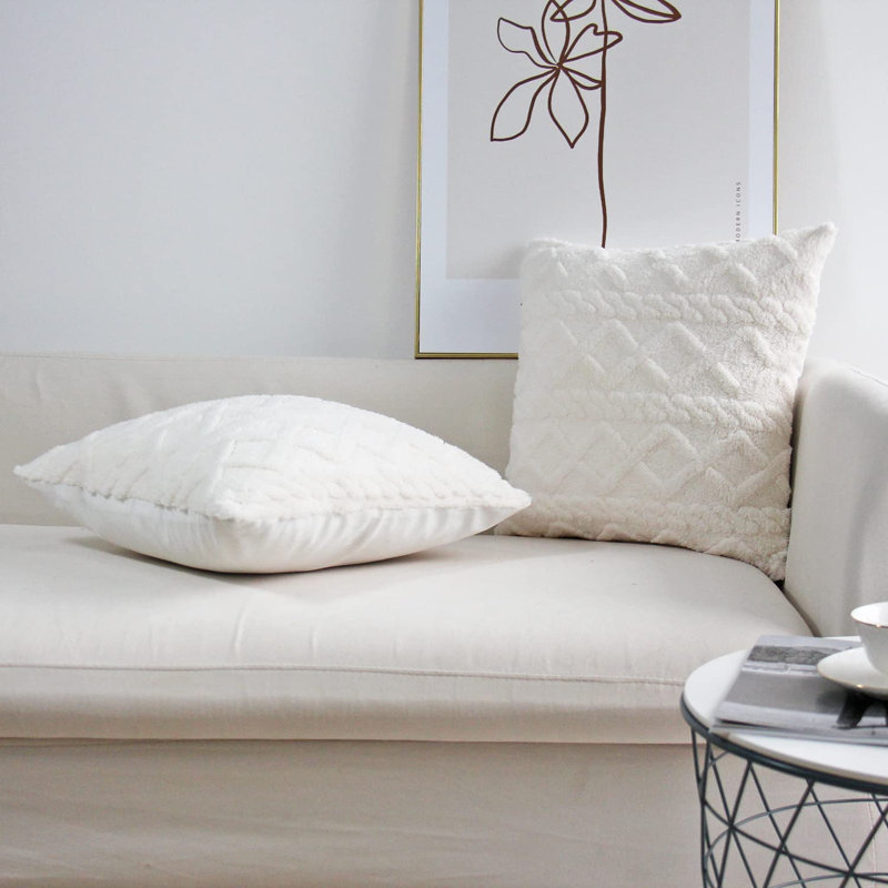 Geometric Throw Pillow 18"x18" A complete Throw Pillow with cover and insert , White