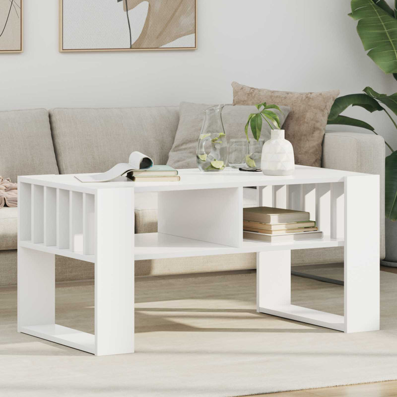 Coffee Table with Storage, White, 45cm. H x 92cm. L x 49.5cm. W