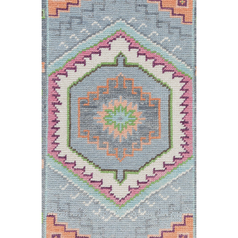 Maisie Hand Knotted Wool Geometric Area Rug, Runner 3' x 10'