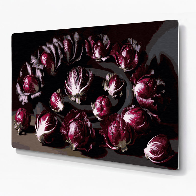 Légumes, art mural rouge en métal Radicchio, H 20 po x l 24 po