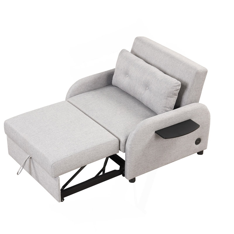 Julianne 41.5'' Round Arm Sleeper Sofa,sofa,couch, Gray Linen