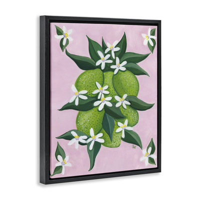 Botanical Citrus Limes  Floater Canvas Wall Art, design by Sarah Waldron Kimball