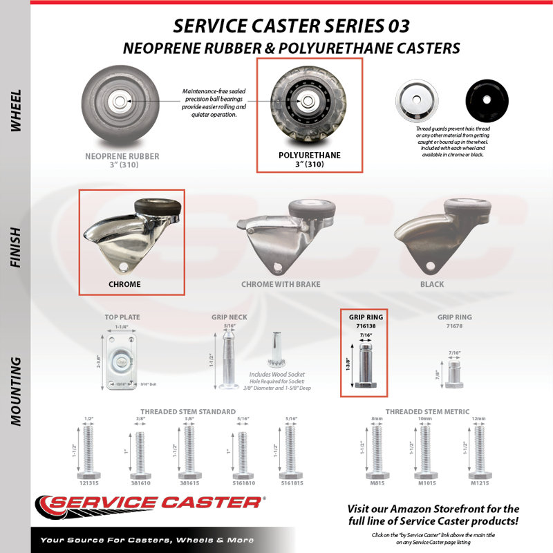 Grip Ring Stem Caster
