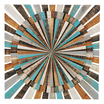 Multi Colored Wood Handmade Carved Starburst Wall Décor 36" x 1" x 36"