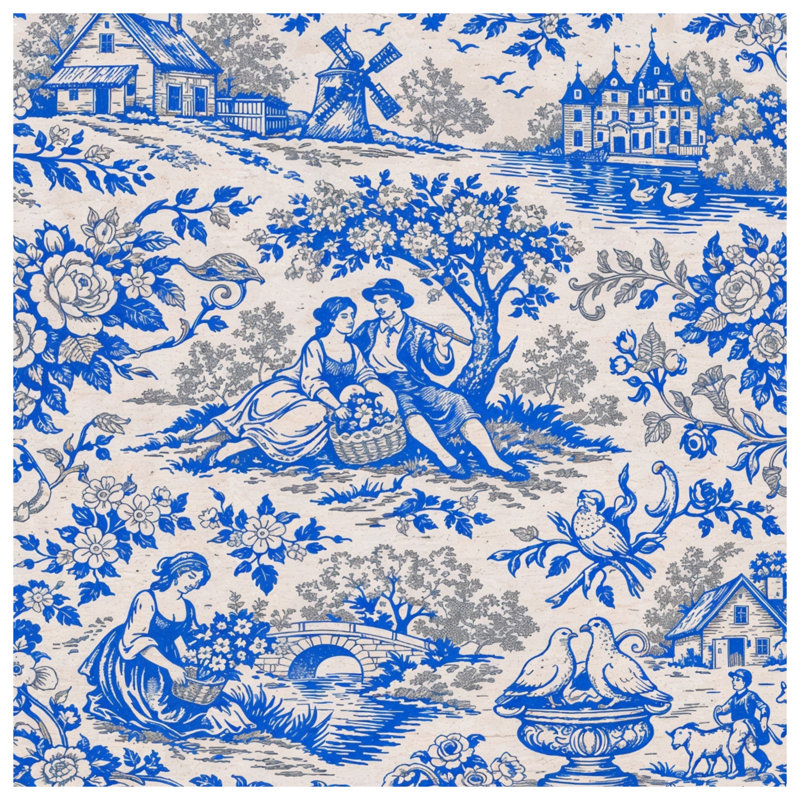 Couvre-lit matelassé à imprimé bleu Toile toutes tailles, Full / Double