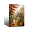 Halloween Wall Art Cute Ghost & Pumpkin Cottage Canvas Print