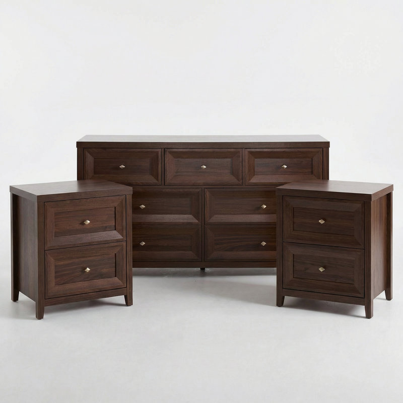 3 Piece Bedroom Set, Mahogany Brown