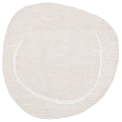 Novelty Hand Tufted Wool Viscose Solid Colour Rug in Ivory