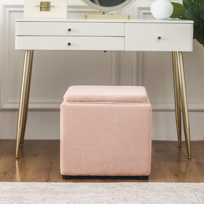 Ciocia Upholstered Ottoman, Pink