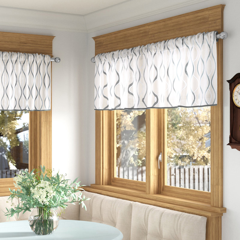 Nikalas Geometric Tailored 50'' W Window Valance, Black