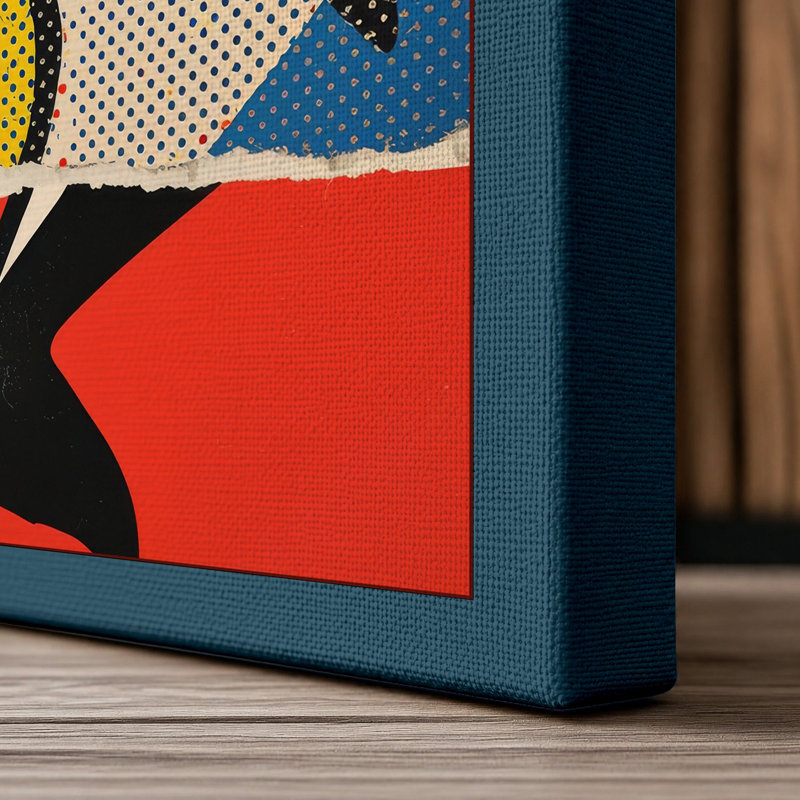 Geometric Orca Modern - Wrapped Canvas, 24x16 - 61.0 x 40.6 cm, Teal Border