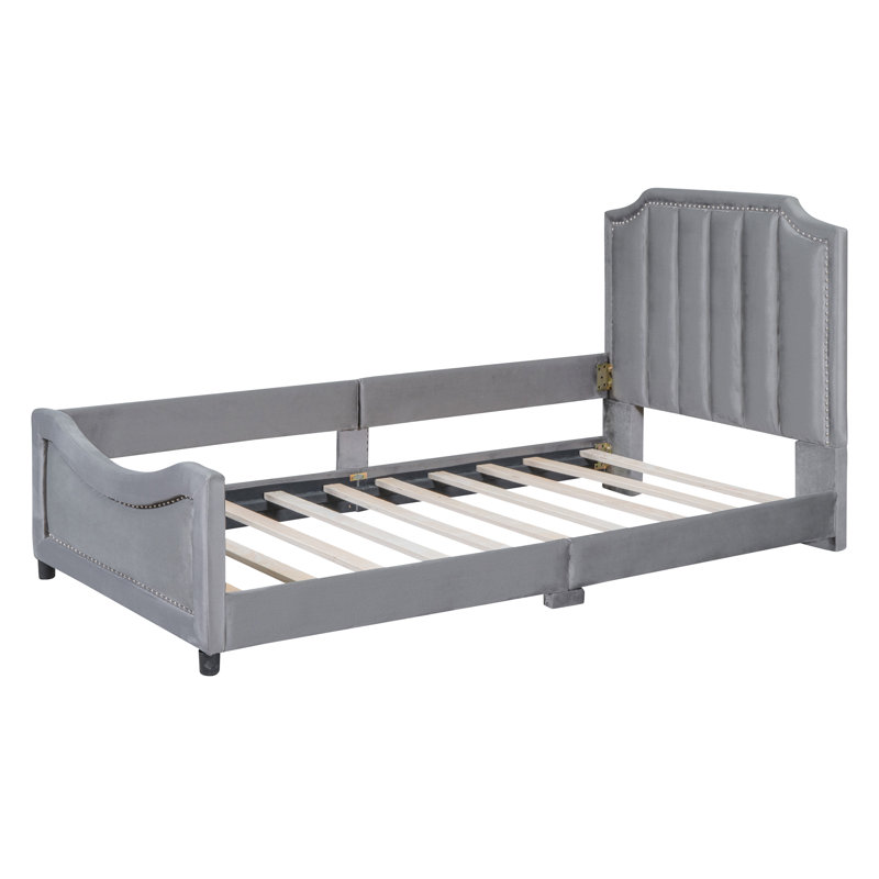 Lit de jour en velours Sunnie, Gris