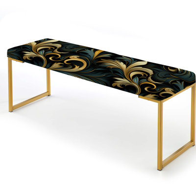 Paisley Upholstered Gold Bench