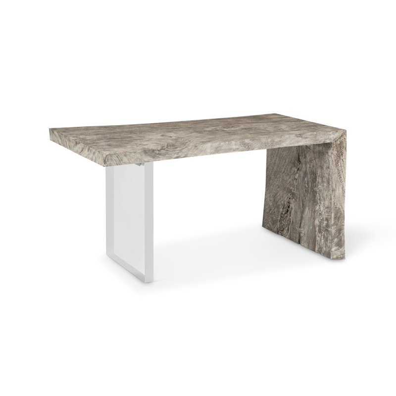 Waterfall Solid Wood Desk, Gray