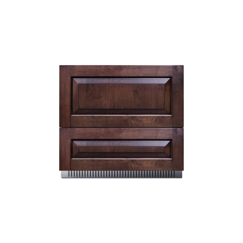 36" Wide Panel Ready 2-Drawer All-Refrigerator in Dark Wood Finish