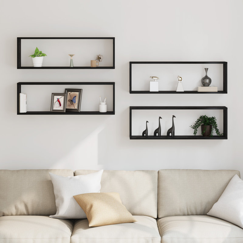 Floating Shelf, Black, 26cm H x 80cm W x 15cm D