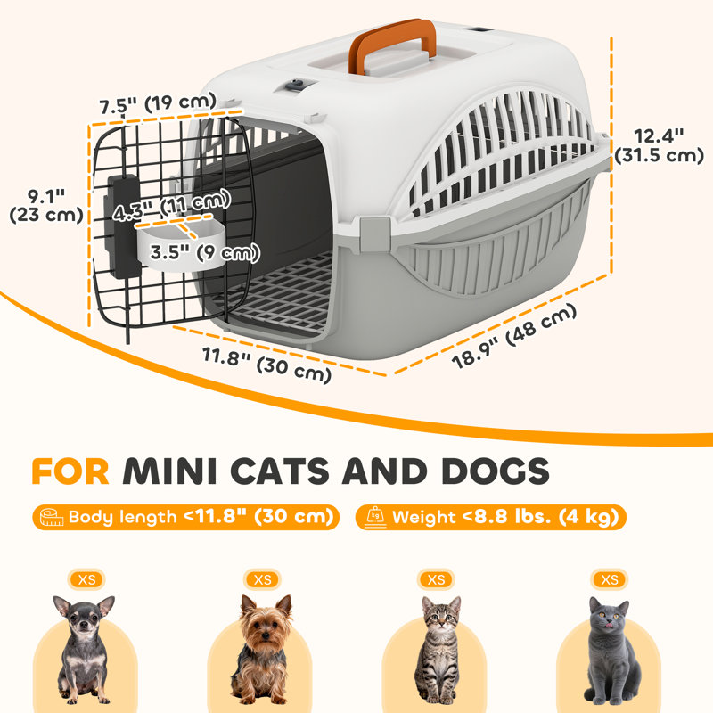 Support de chat rigide, transporteur d'animal de compagnie en plastique approuvé